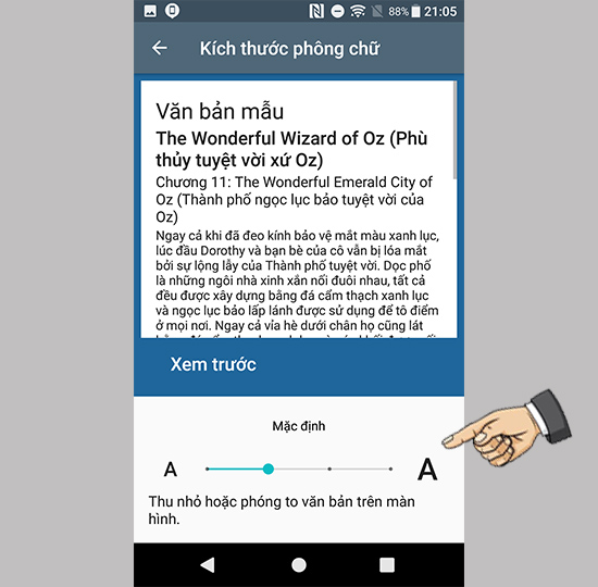 Tùy chỉnh cỡ phông